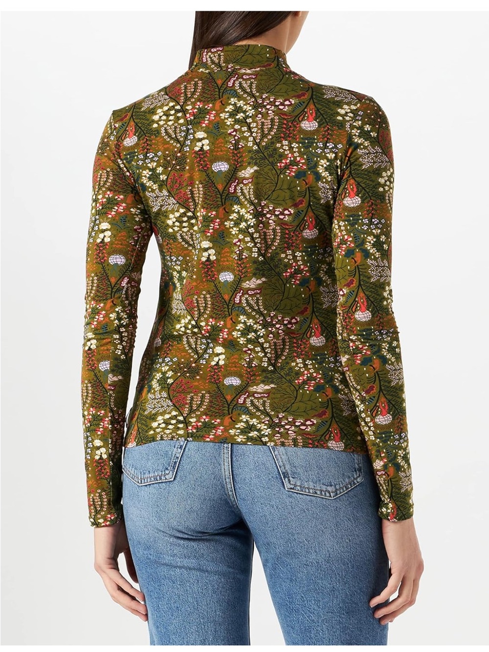 Scotch & Soda Women's Printed Long-Sleeved High Neck Organic Cotton T-Shirt XL - Picture 8 of 9